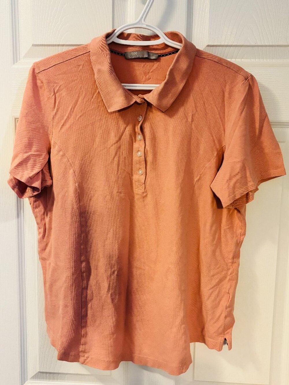 Lee Riders Women's Coral Pink Short Sleeve Polo Shirt – Size M